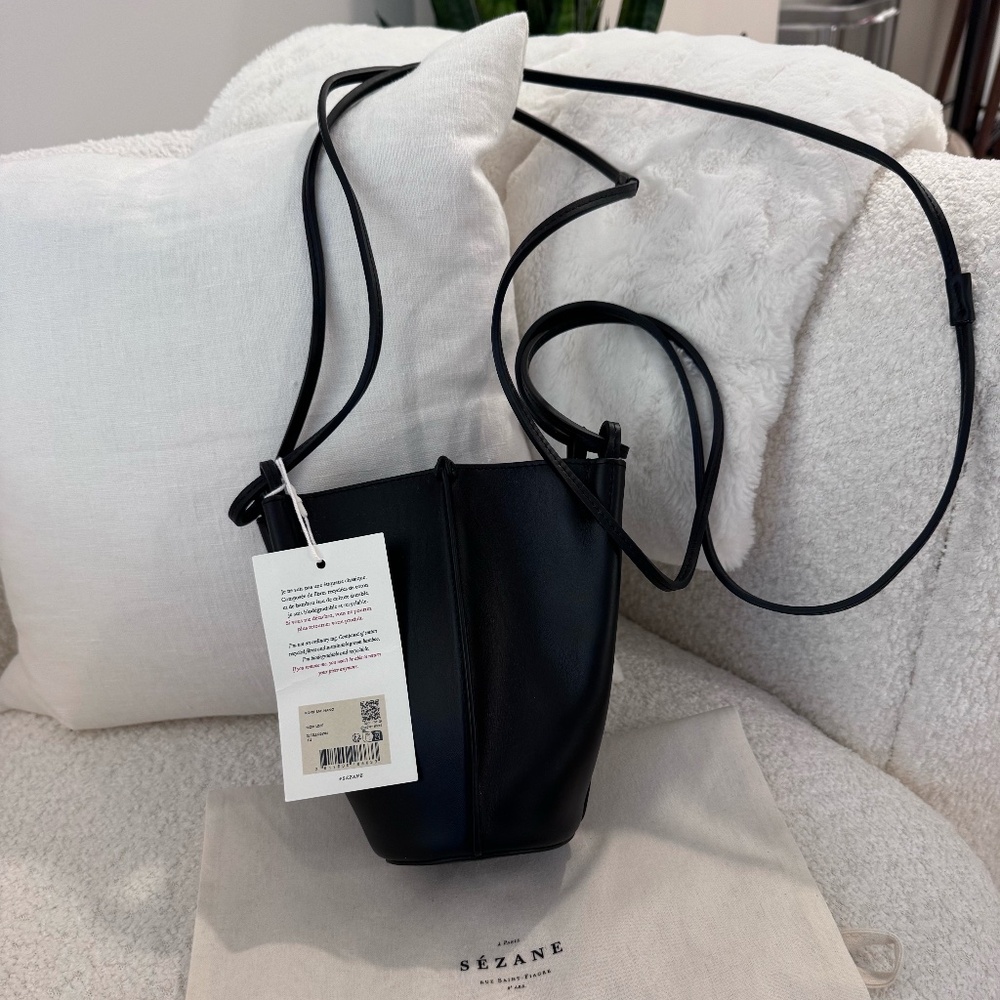 New with Tags Sezane Black Nano Romie bag in leather